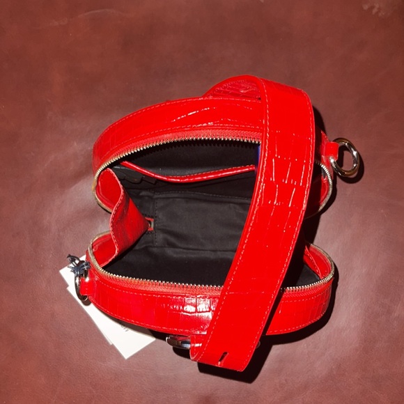 Rebecca Minkoff Kate Circle Bag Crocodile Embossed Leather In Red - Picture 8 of 8